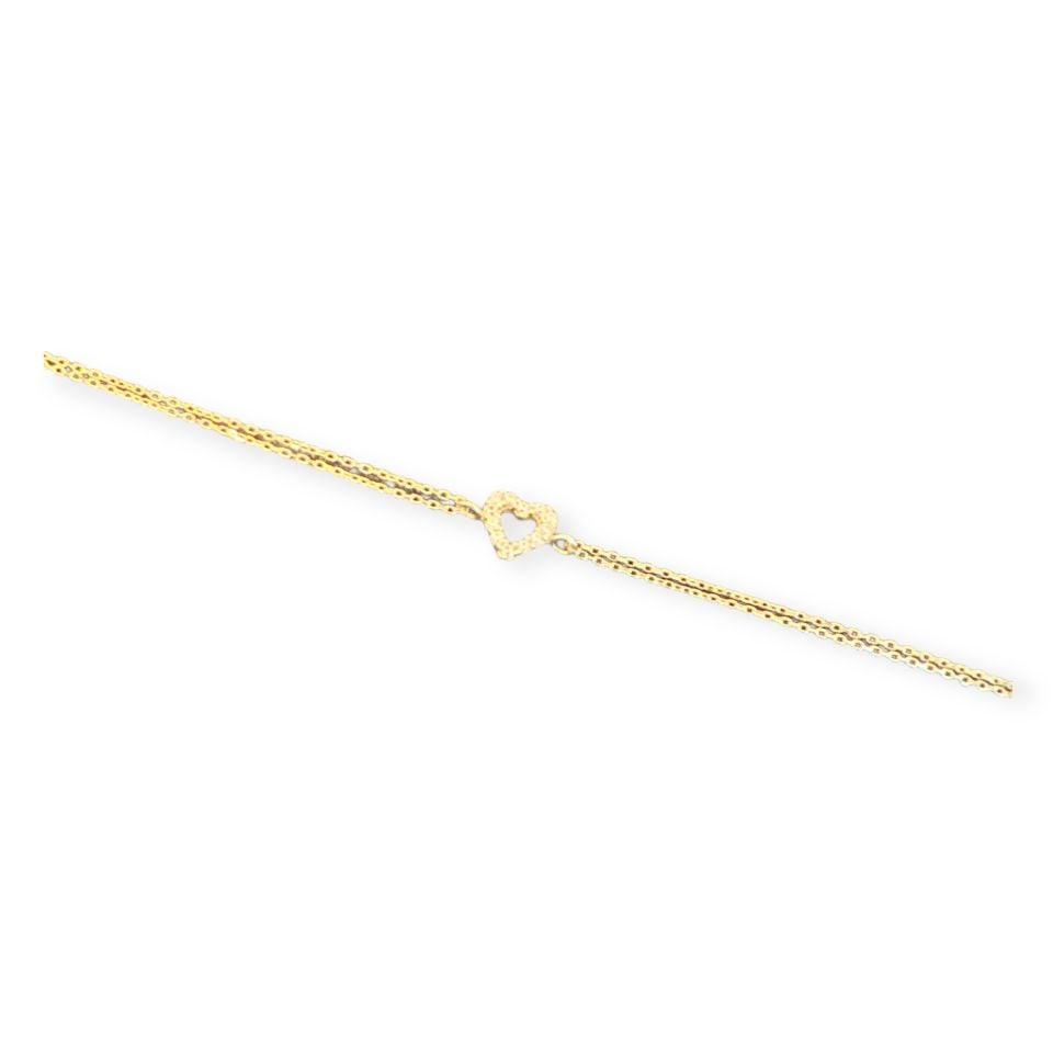 Çift Zincirli Kalpli İnce Bileklik