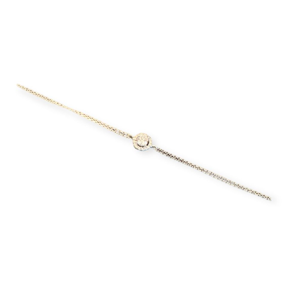 Çift Zincirli İnce Tektaş Bileklik