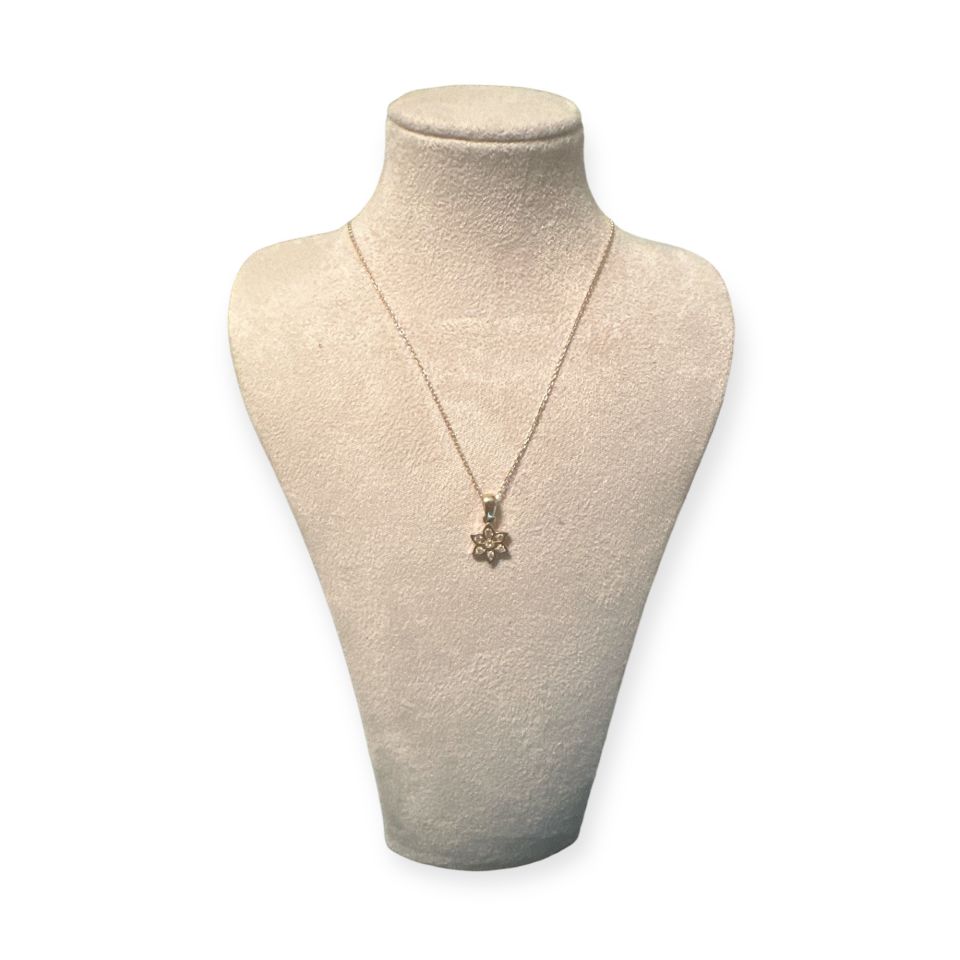 Taşlı Çiçekli İnce Kolye