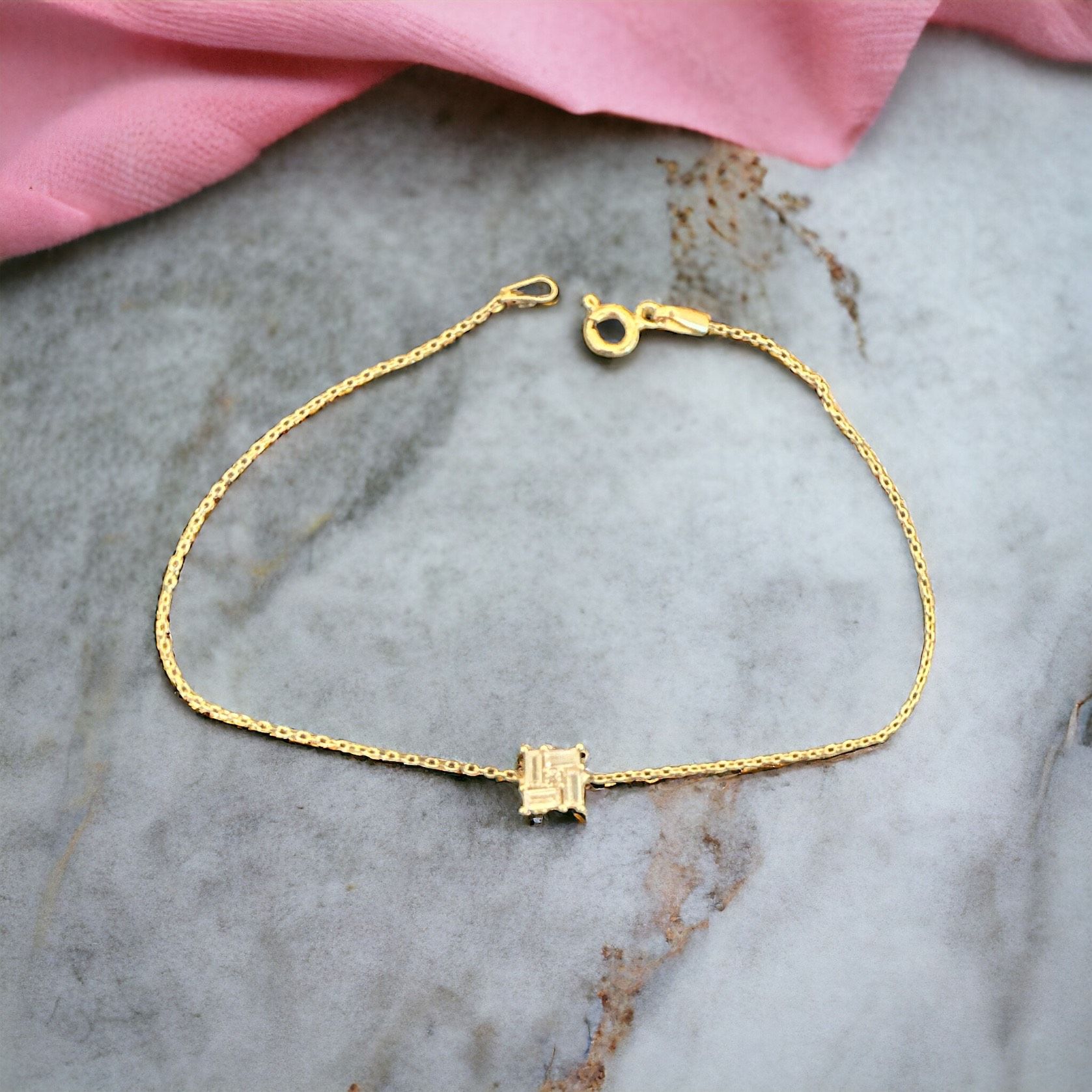 Baget Kesim Taşlı İnce Bileklik