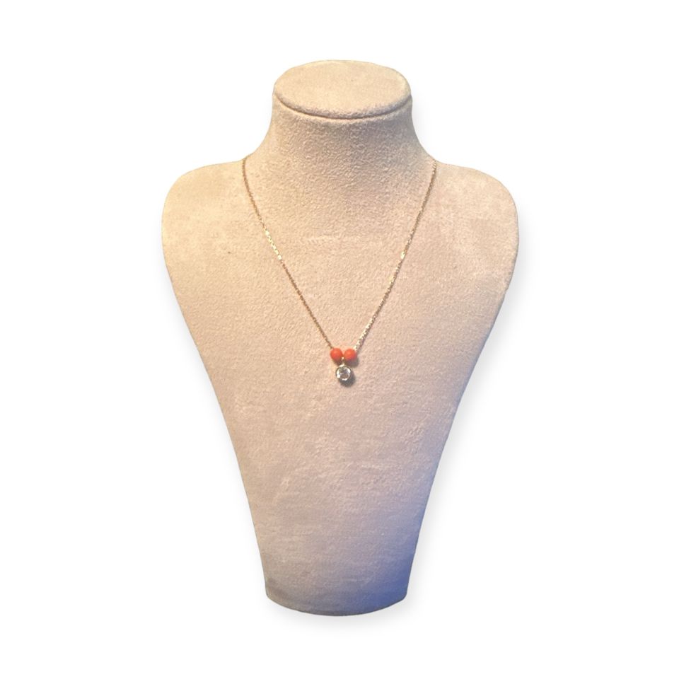 Turuncu Toplu Tektaş Kolye