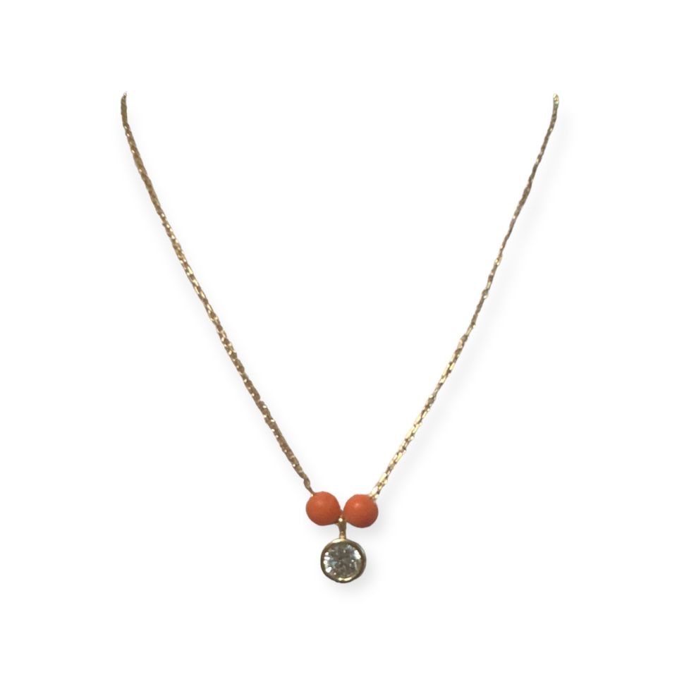 Turuncu Toplu Tektaş Kolye