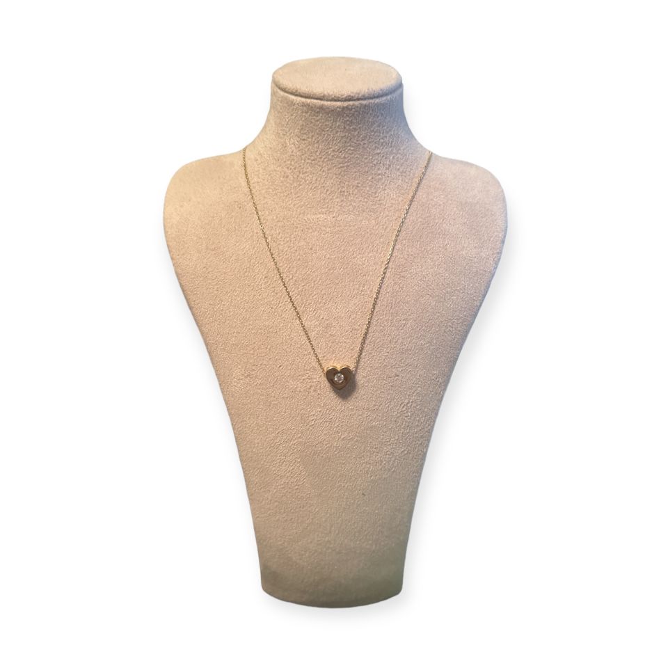 Tektaşlı Kalpli İnce Kolye