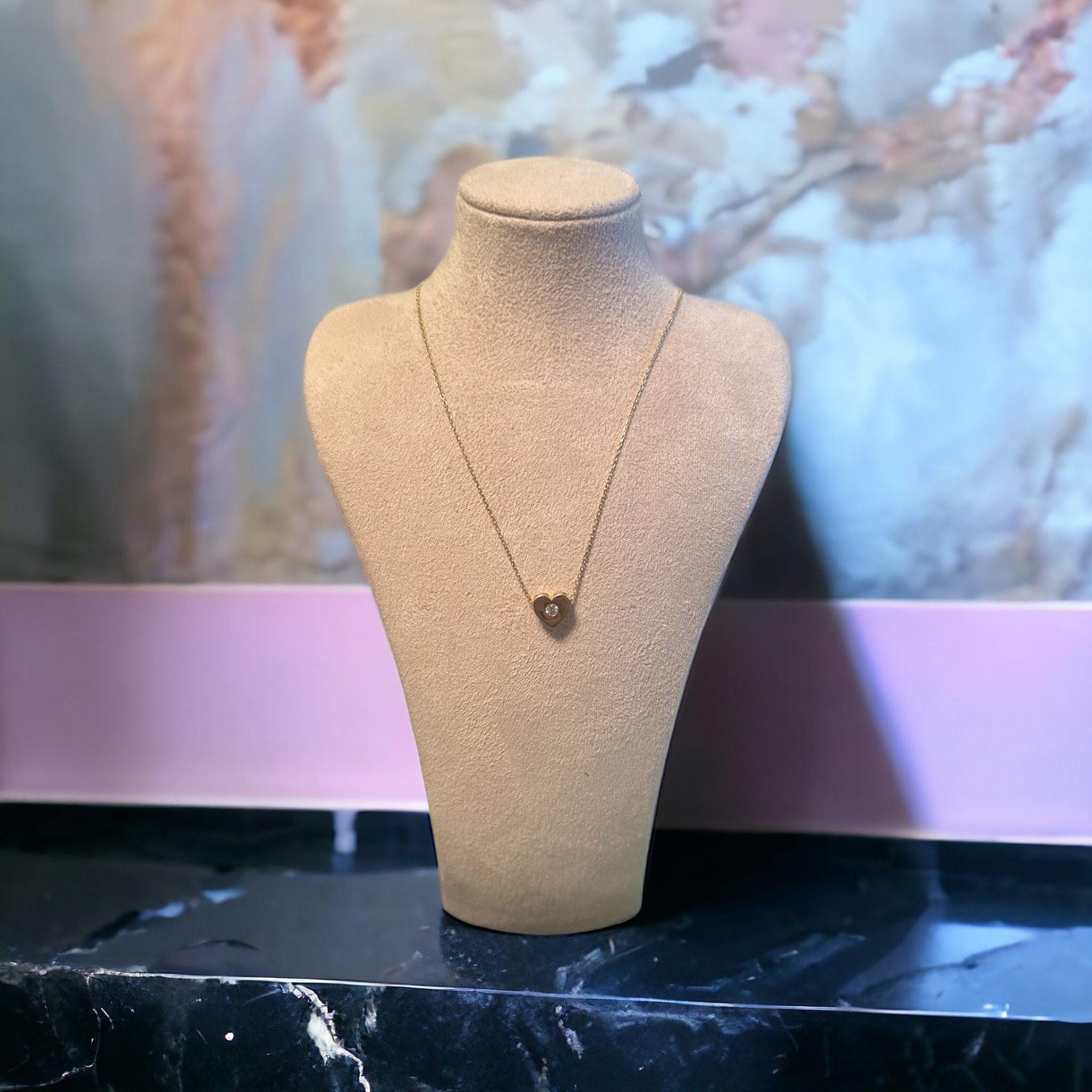 Tektaşlı Kalpli İnce Kolye